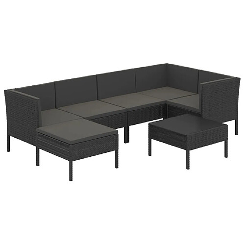 Maison Chic Salon de jardin 7 pcs + coussins - Mobilier/Meubles de jardin - Table et chaises d'extérieur Résine tressée Noir -MN60410