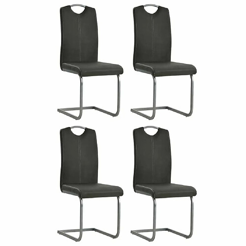 Maison Chic Lot de 4 Chaises à manger cantilever,Chaises de cuisine style scandinave - gris similicuir -MN24862