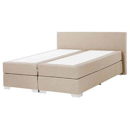 Beliani Lit boxspring en tissu beige 160x200 cm PRESIDENT