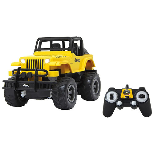 Jamara 405124 Jeep Wrangler Rubicon 1:18 2,4 GHz - Pneus en Caoutchouc réglable, véhicule Jaune