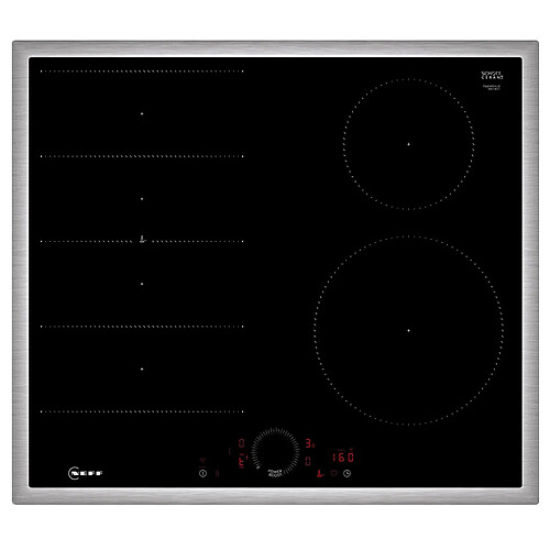 Table de cuisson induction 60cm 4 feux 7400w inox/noir - T66SHE4L0 - NEFF