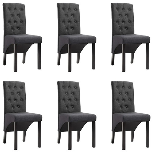 vidaXL Chaises à manger lot de 6 gris foncé tissu