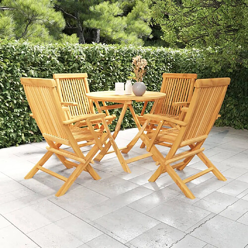 vidaXL Salon de jardin 5 pcs Bois de teck massif