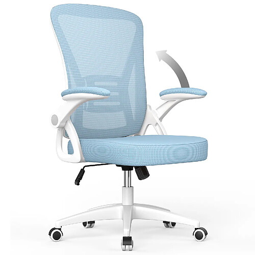 BIGZZIA Chaise de Bureau Ergonomique Siège - Fauteuil avec 2D Accoudoirs - Support lombaire - Réglable en hauteur Bleu