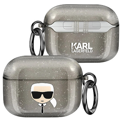 Karl Lagerfeld Coque pour AirPods Pro Antichoc Glitter Noir