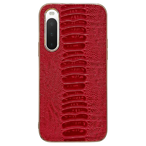 Coque en TPU + cuir véritable texture crocodile, anti-chutte, électroplaqué pour votre Sony Xperia 10 IV 5G - rouge