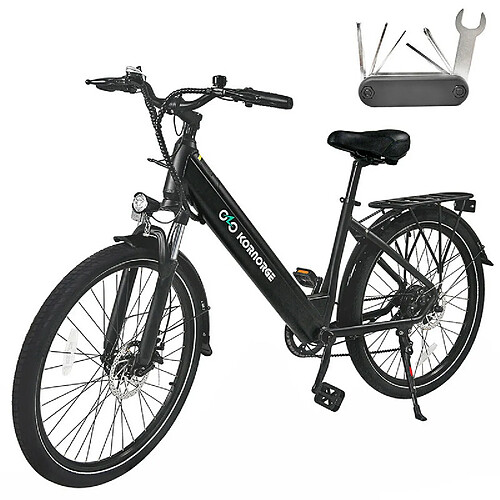 Vélo électrique Kornorge, moteur 350 W, batterie 36 V/12,5 Ah, pneus 26 pouces, C7 - Noir