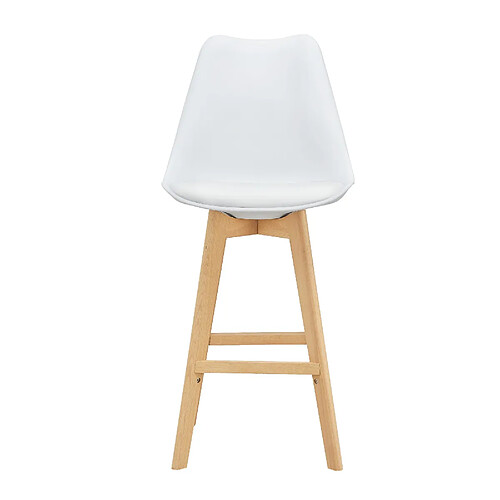 Helloshop26 Lot de 2 tabourets siège de bar avec dossier rembourré plastique synthétique hêtre105 blanc 03_0002777