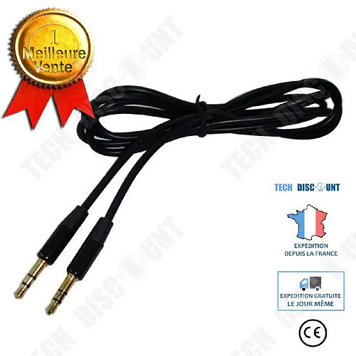 Tech Discount TD® Cordon Câble mal à mal 3.5 mm auxiliaire aux mâle a mâle cordon audio stéréo pour PC iPod MP3 de voiture (Noir)