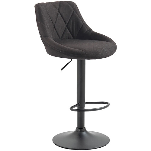 Decoshop26 Tabouret de bar chaise haute x 1 avec coutures décoratives assise en tissu gris foncé pieds noir 10_0005089