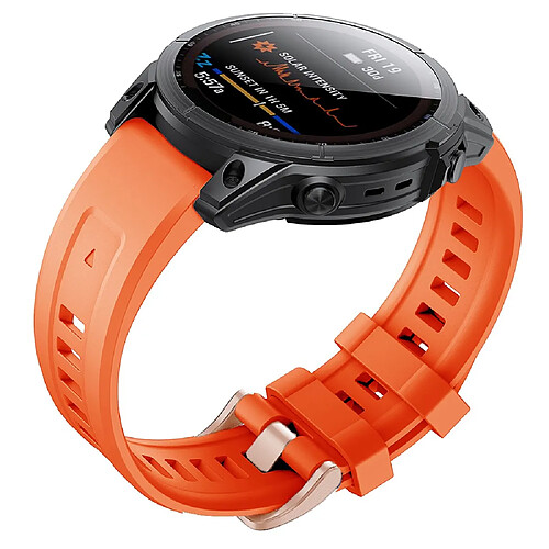 Bracelet en silicone attache rapide avec boucle en or rose, orange pour votre Garmin Fenix 7S