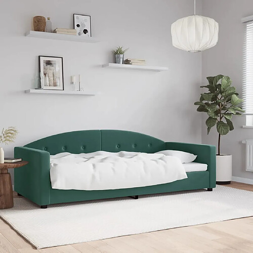 vidaXL Lit de repos sans matelas vert foncé 90x200 cm velours