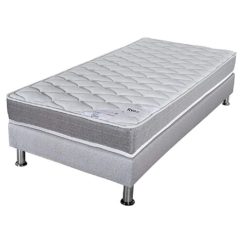 Ebac Matelas ressort + Sommier Gris clair 90x190 Ryad - Hauteur 20 cm - Soutien très ferme