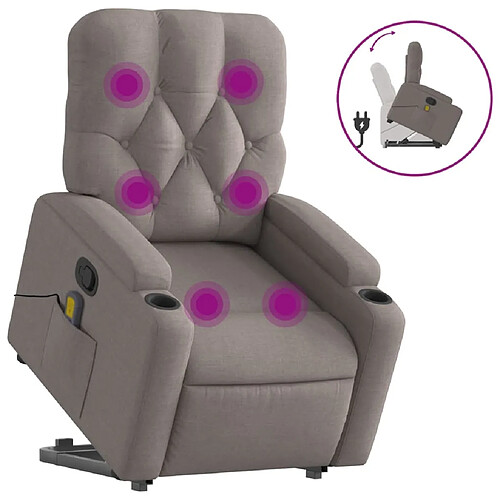 Maison Chic Fauteuil Relax pour salon, Fauteuil inclinable de massage Taupe Tissu -GKD71740