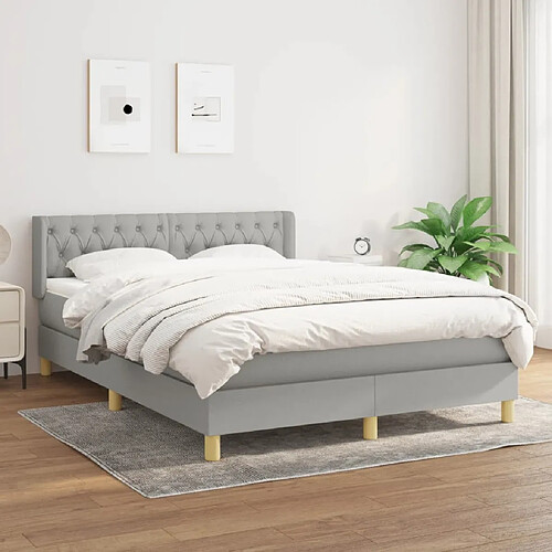 Maison Chic Lit Adulte - Lit simple Lit à sommier tapissier avec matelas moelleux - Meuble de Chambre - Gris clair 140x190cm Tissu -MN89340