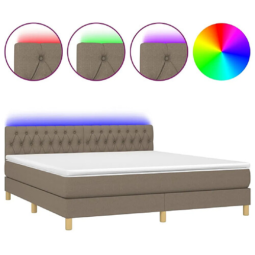 Maison Chic Lit adulte- Lit + matelas,Sommier à lattes de lit avec matelas LED Taupe 180x200 cm Tissu -GKD69192