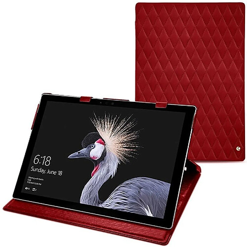 Housse cuir Microsoft Surface Pro 6 - Rabat vertical - Rouge - Couture ( Nappa - Pantone #d50032 ) - NOREVE