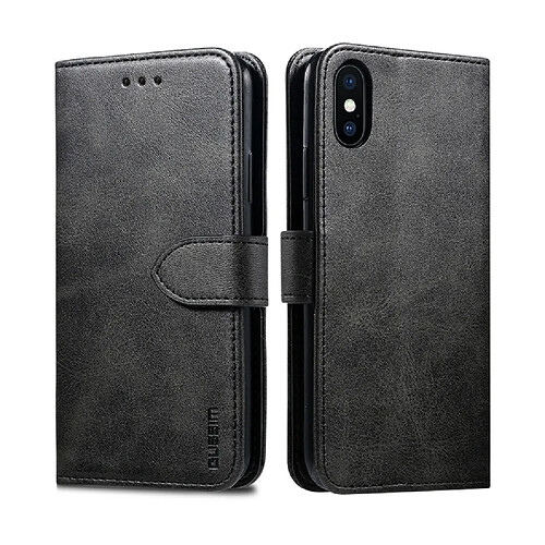 Wewoo Housse Coque Pour iPhone XR GUSSIM en cuir à rabat horizontal magnétique avec support et fentes cartes et portefeuille noir