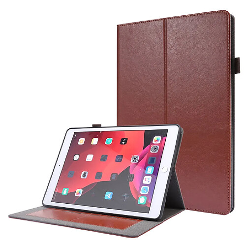 Etui en PU conception à deux volets de texture de cheval fou marron pour votre Apple iPad 10.2 (2020)