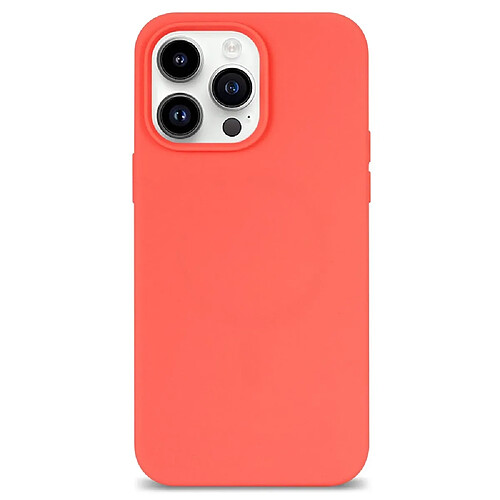 Coque en silicone anti-rayures, revêtement de fibres pour votre iPhone 14 Pro - Rose orangé