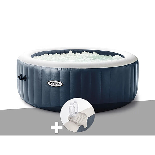 Kit spa gonflable Intex PureSpa Blue Navy rond Bulles 4 places + Porte/verre