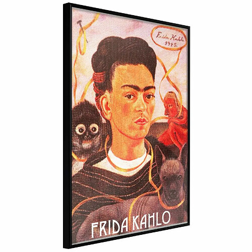 Paris Prix Affiche Murale Encadrée Frida Khalo Self-Portrait 30 x 45 cm Noir