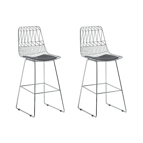 Beliani Tabouret de bar Set de 2 Métal Argenté PRESTON