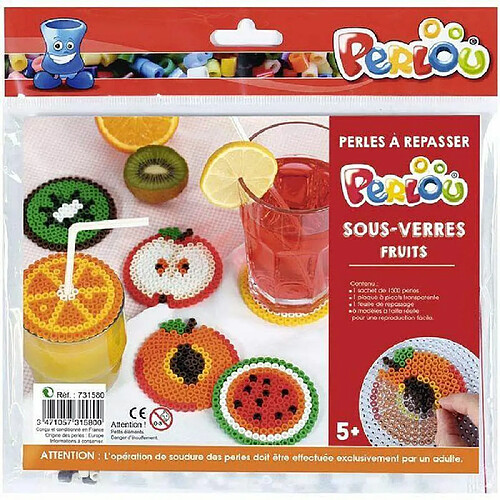 Graines Creatives Coffret perles à repasser Sous-verres Fruits - Perlou