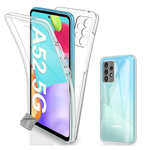 Htdmobiles Coque silicone gel fine 360 integrale (avant et arriere) pour Samsung Galaxy A52 5G + verre trempe - TRANSPARENT