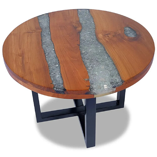 vidaXL Table basse Teck Résine 60 cm