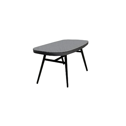 Meubletmoi Table de jardin en aluminium gris plateau verre 6 places - PACIFIC