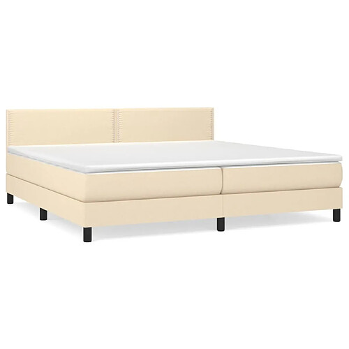 Maison Chic Structures de lit + matelas,Lit à sommier tapissier avec matelas Crème 200x200 cm Tissu -MN23614