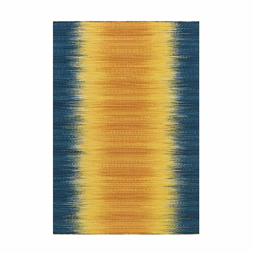 Paris Prix Tapis en Laine Tissé Fait Main Sunset Jaune & Bleu 140 x 200 cm