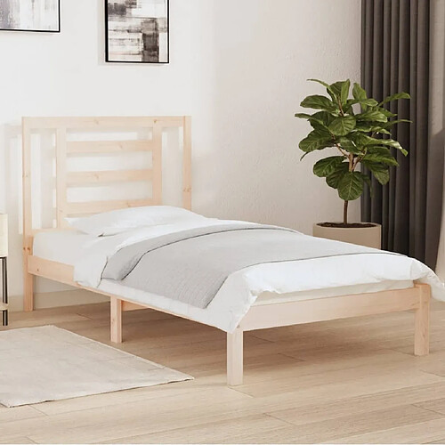 Maison Chic Lit adulte - Lit simple Cadre de lit,Structure du lit Contemporain Bois de pin massif 90x200 cm -MN57128