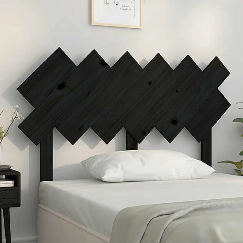 Maison Chic Tête de lit scandinave,Meuble de chambre Noir 122,5x3x80,5 cm Bois massif de pin -MN95752