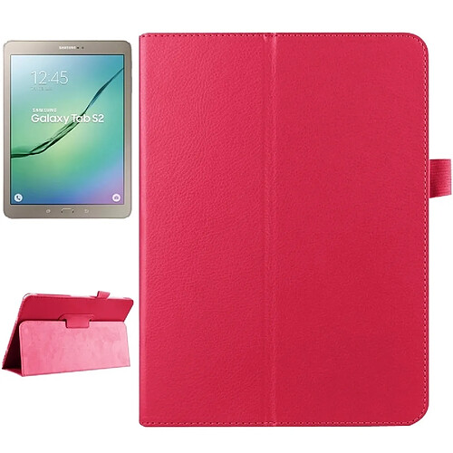 Wewoo Housse Étui Magenta pour Samsung Galaxy Tab S2 9.7 / T815 Litchi Texture Horizontal Flip couleur solide Smart Case en cuir avec deux pliage titulaire & Fonction Sleep / Wake-up