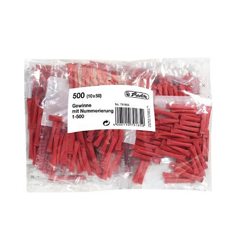 Herlitz 791855 Pack de 500 billets-gagnants 1-500 (Rouge)