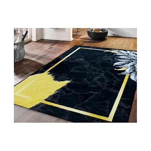 Mani Textile Tapis Feuille Gold, Noir