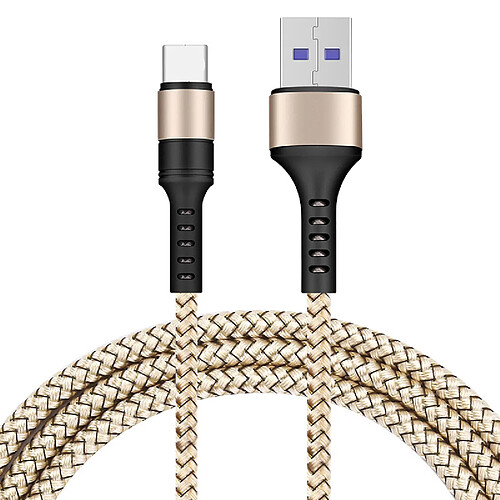 Cable USB / Type-C Charge Rapide 3A Nylon Renforce Or 2M Pour Samsung A13 / A33 / A53 / S22 / S22 Plus / S22 Ultra Little Boutik®