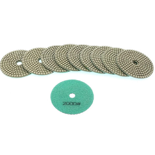 Varanmotors NEWGP-01-8 10pcs pads diamant 100mm grain 2000 pour polissage à l'eau, polisseuse à l'eau