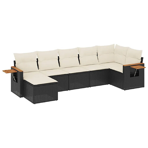 Maison Chic Ensemble Tables et chaises d'extérieur 7pcs avec coussins,Salon de jardin noir résine tressée -GKD712006