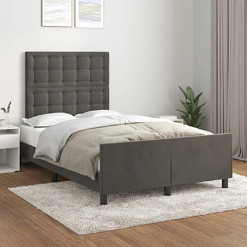 Maison Chic Lit adulte - Cadre Structure de lit avec tête de lit Contemporain Gris foncé 120x200 cm Velours -MN52828