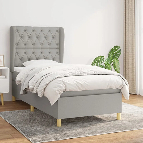 Maison Chic Lit Adulte - Lit simple Lit à sommier tapissier avec matelas moelleux - Meuble de Chambre - Gris clair 80x200 cm Tissu -MN81793