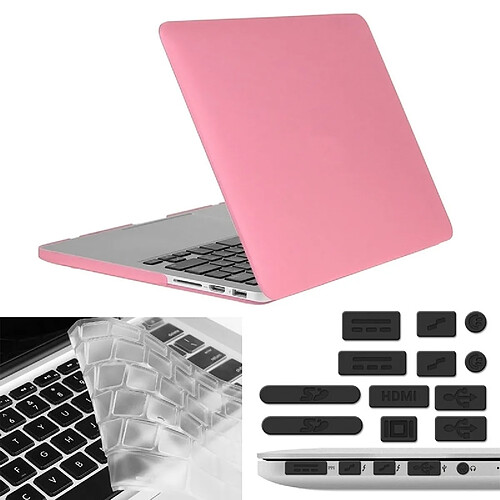 Wewoo Housse Étui rose pour Macbook Pro Retina 15,4 pouces 3 en 1 Givré Hard Shell En Plastique Cas de Protection avec Clavier Guard & Port Prise de Poussière