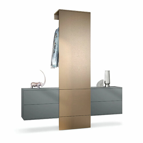 Mpc Vestiaire Gris Et Aspect Bronze (lxhxp) : 157 X 193 X 35