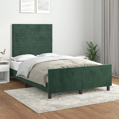 Maison Chic Lit adulte 120x200cm- Cadre de lit avec tête de lit Contemporain pour chambre Vert foncé Velours -MN88168