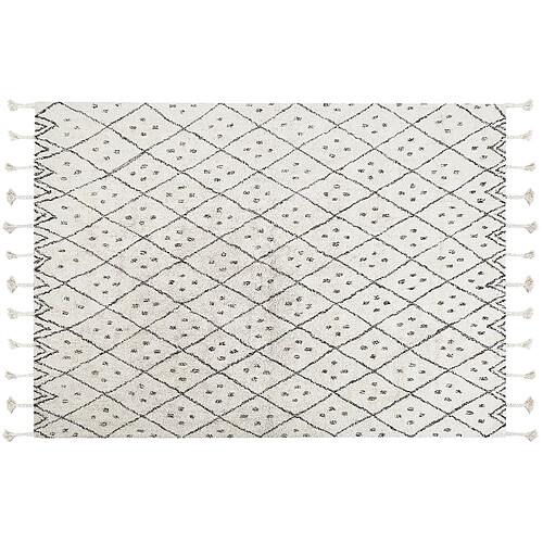 Beliani Tapis en coton blanc et noir 160 x 230 cm AGADIR