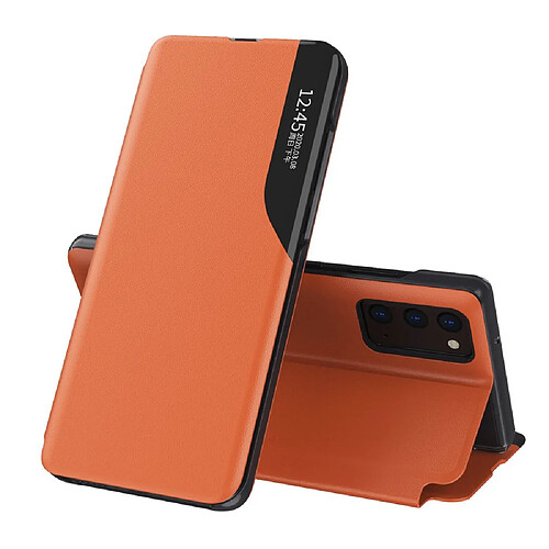 Ozzzo eco cuir view coque elegant livre avec kickstand pour samsung galaxy a72 4g orange