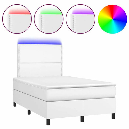 Maison Chic Lit adulte- Lit + matelas + LED,Sommier à lattes de lit matelas LED blanc 120x190 cm similicuir -GKD86941