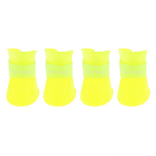 4 imperméable à l'eau chien chat chiot chat caoutchouc pluie bottes anti-dérapant chaussures yellow_m